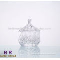 Clear embossed glass candy cookie storage jars